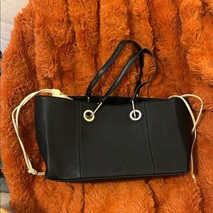 Vince Camuto Black Leather Tote with White Accents